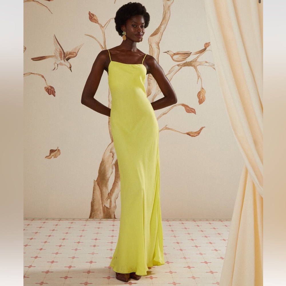 Farm Rio Neon Green Lenzig Ecovero Viscose Slip Dress
